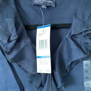 Navy tank with ruffled collar